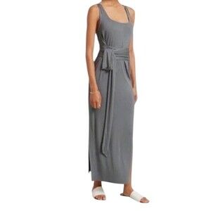 Modern Citizen Kelis Tie Waist Maxi Dress Slate Gray Size Medium